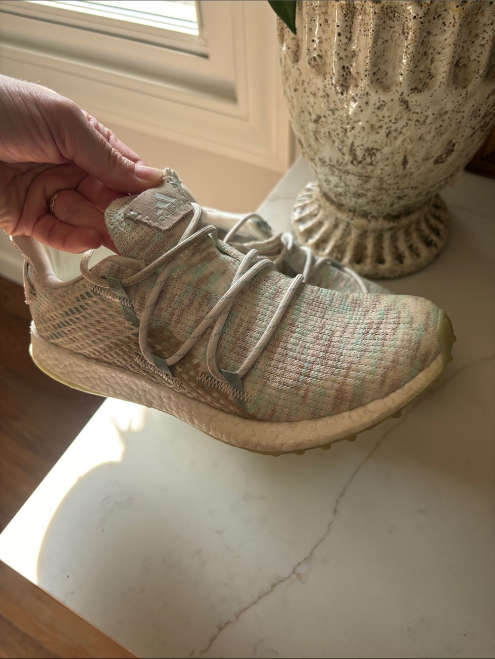 adidas boost golf shoe Women's Knit Athletic Sneaker in Light Pastel Multi